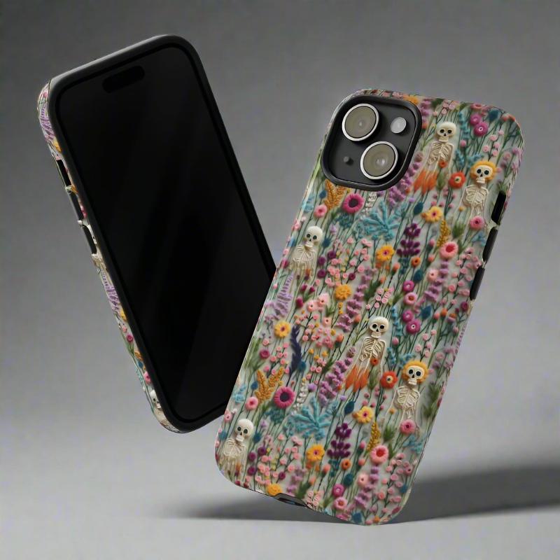 Floral Skeleton Impact Resistant Phone Case