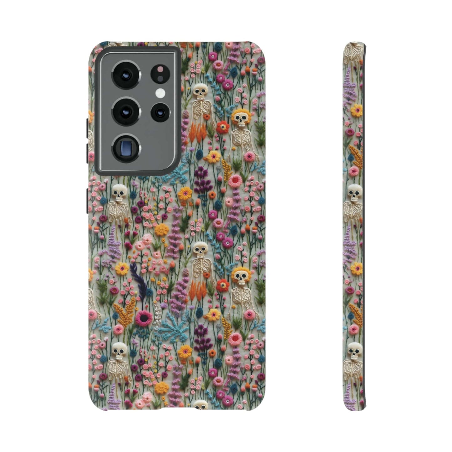 Floral Skeleton Impact Resistant Phone Case