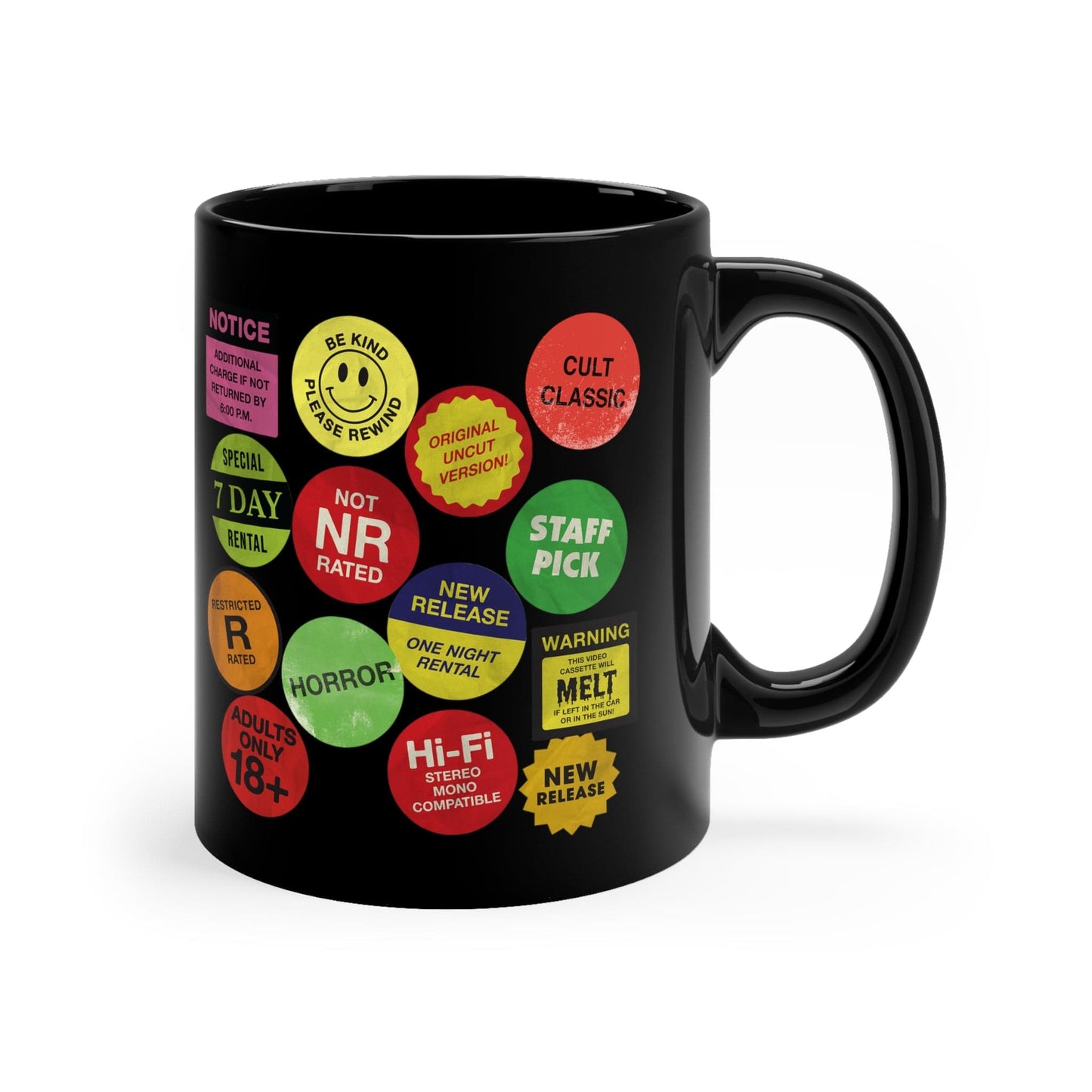 VHS Stickers Black Mug