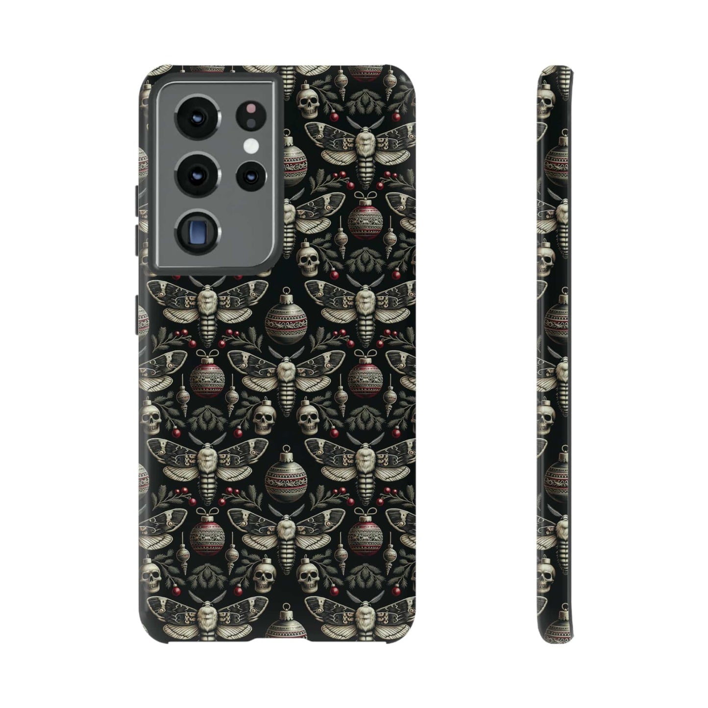 Dark Moth and Skull Holiday Phone Case