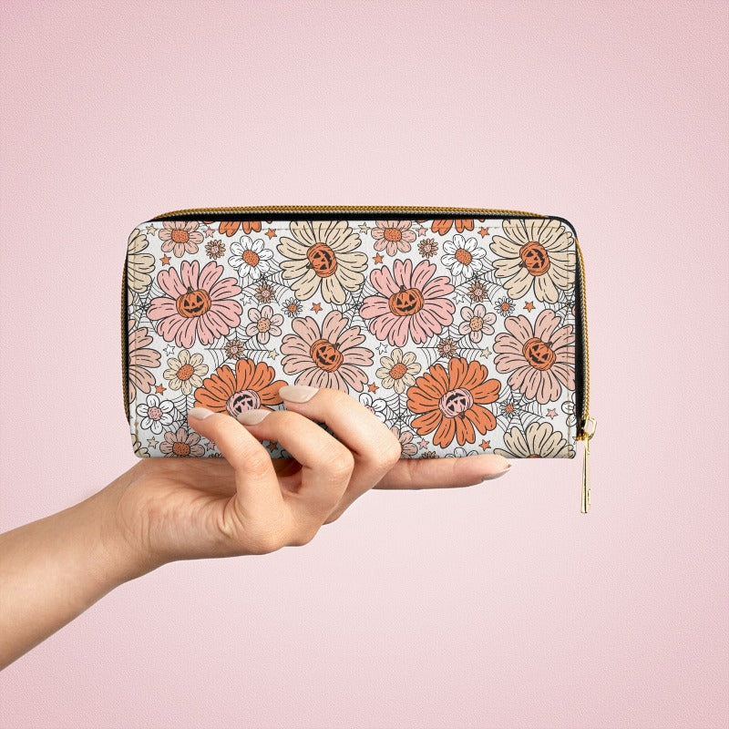 Pumpkin Daisy Zipper Wallet