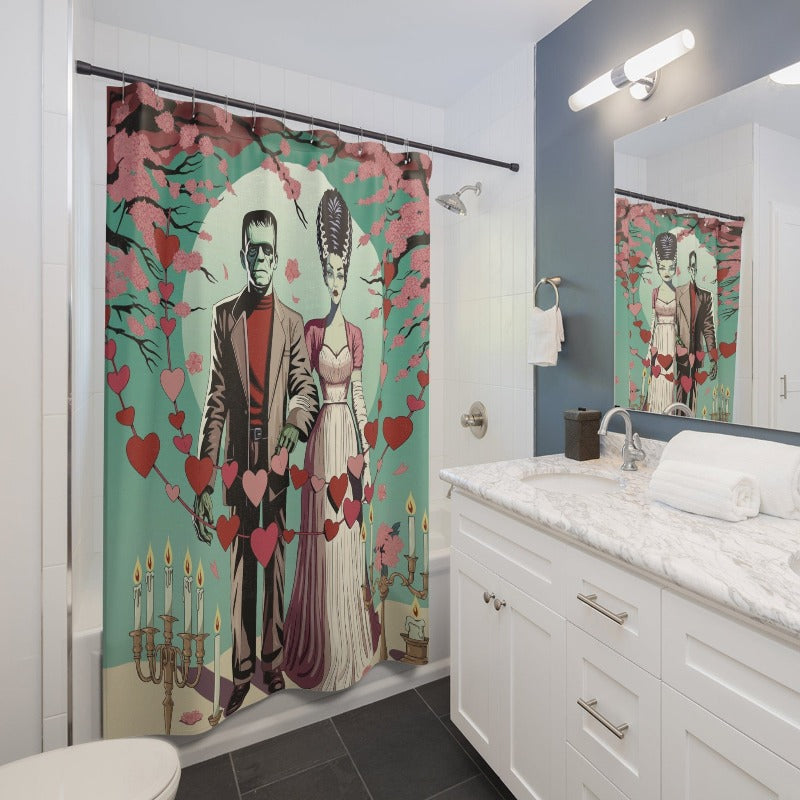 Frank and Bride Cherry Blossom Shower Curtain