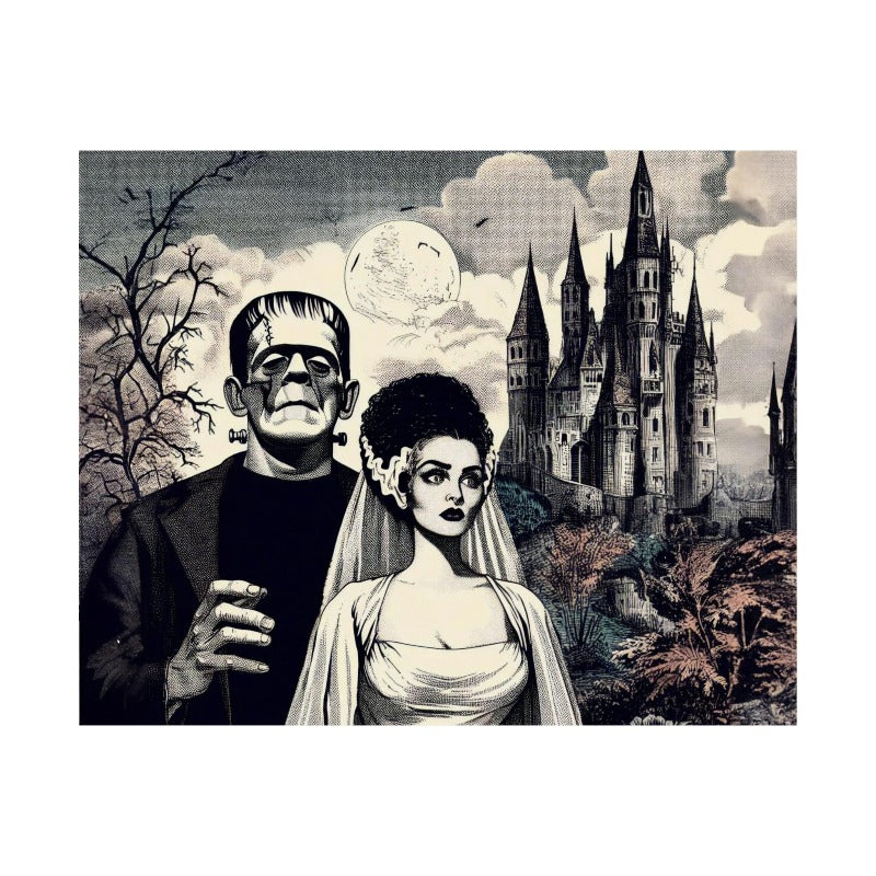 The Monster and The Bride Castle Collage Poster Print