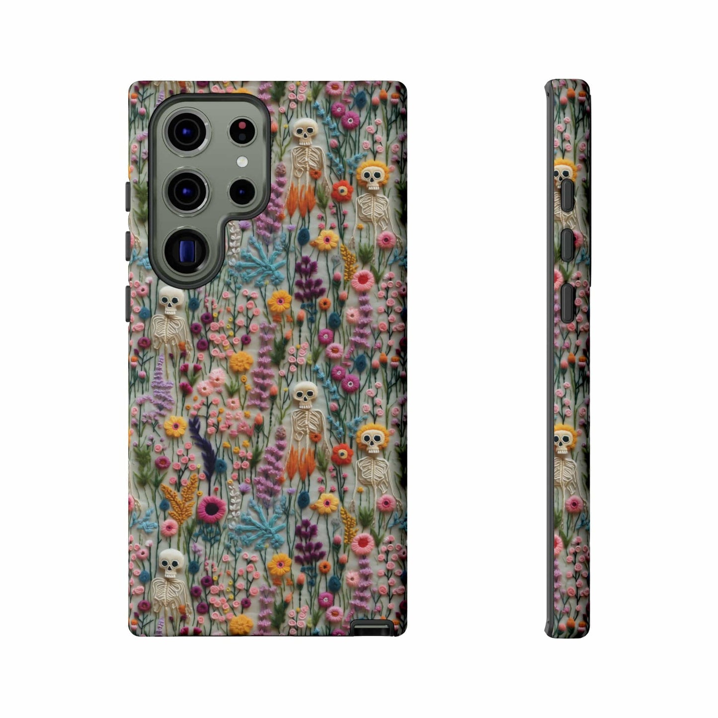 Floral Skeleton Impact Resistant Phone Case