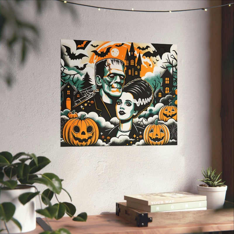 Halloween Monster & Bride Poster Print