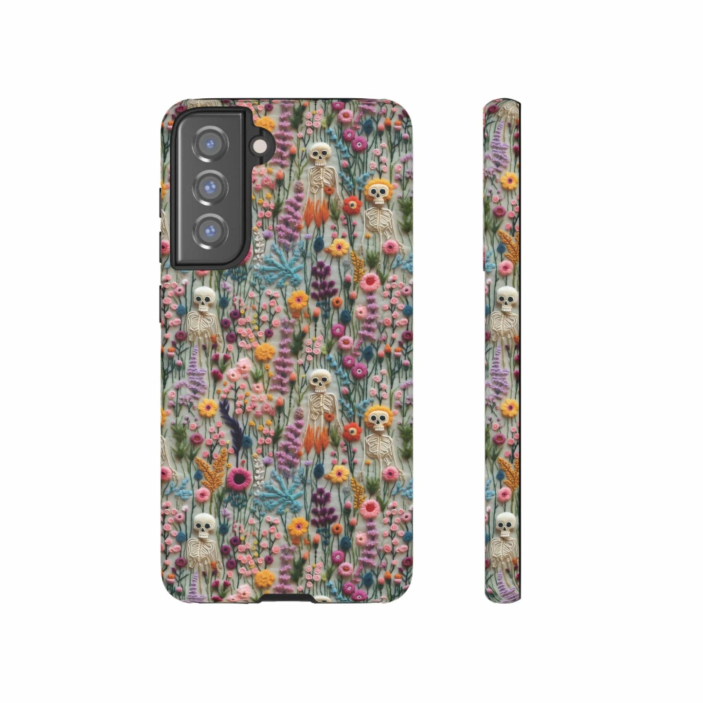 Floral Skeleton Impact Resistant Phone Case