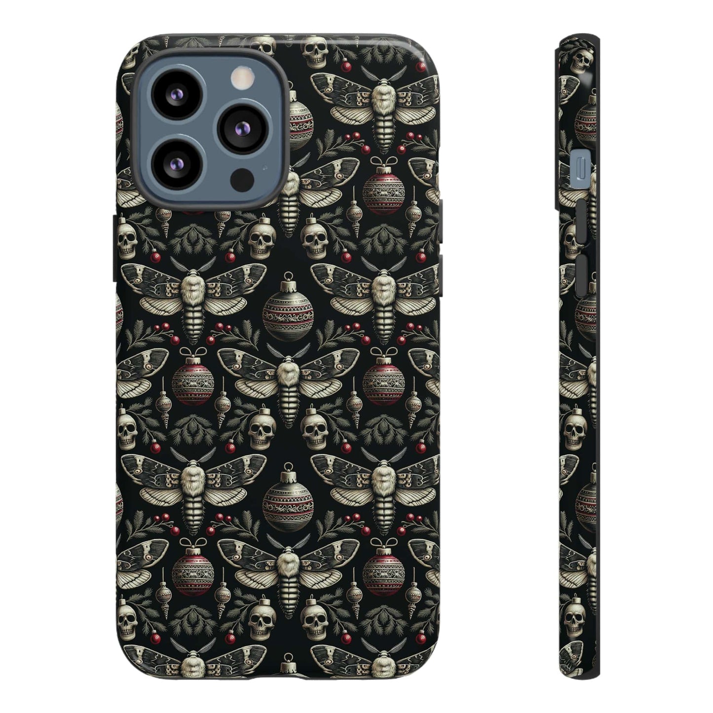 Dark Moth and Skull Holiday Phone Case