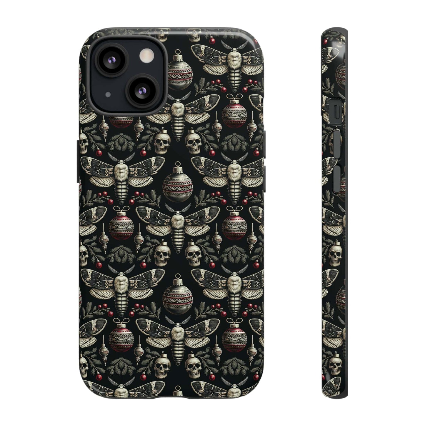 Dark Moth and Skull Holiday Phone Case