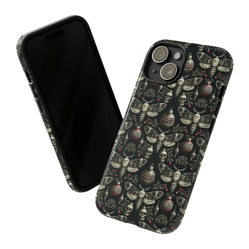 Dark Moth and Skull Holiday Phone Case