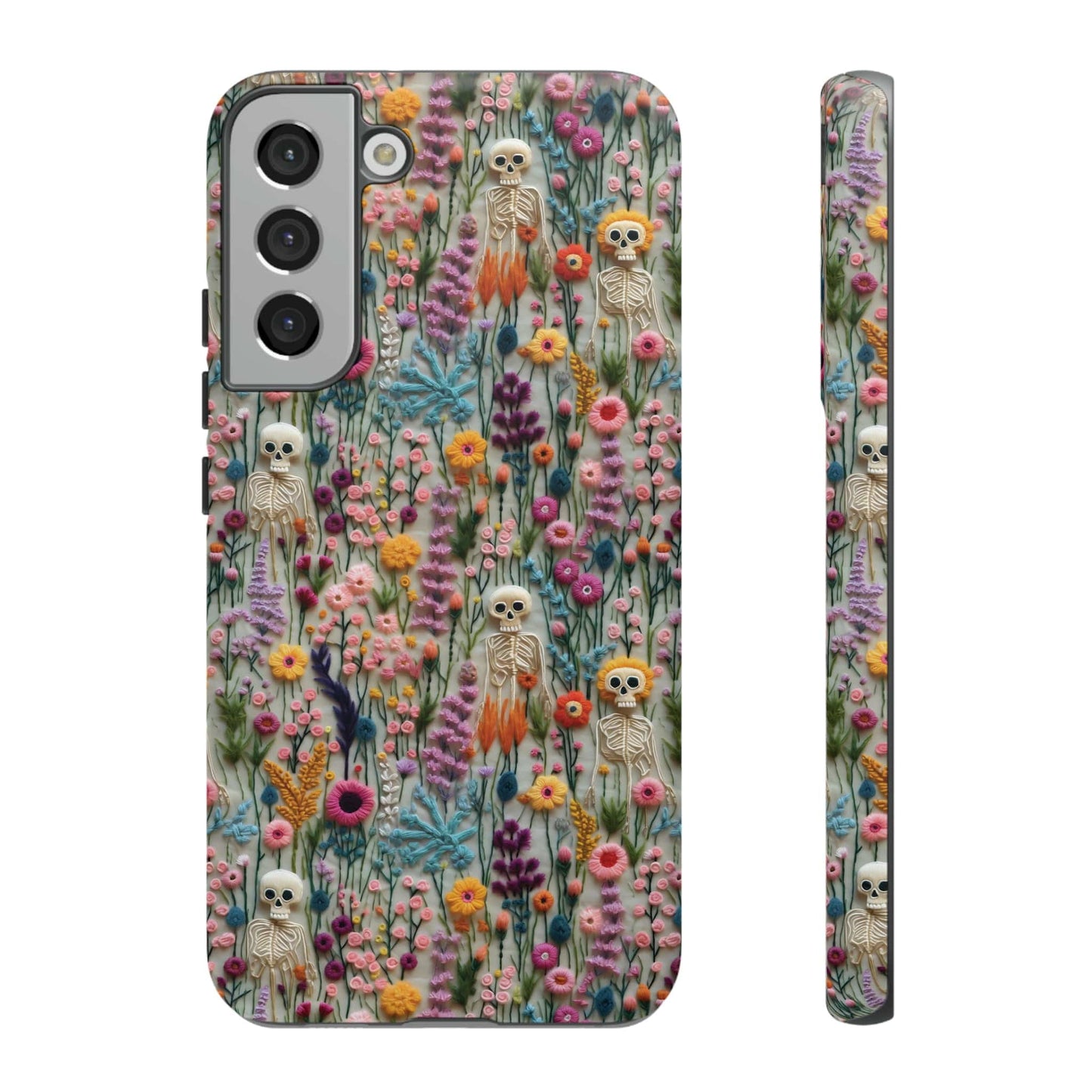 Floral Skeleton Impact Resistant Phone Case