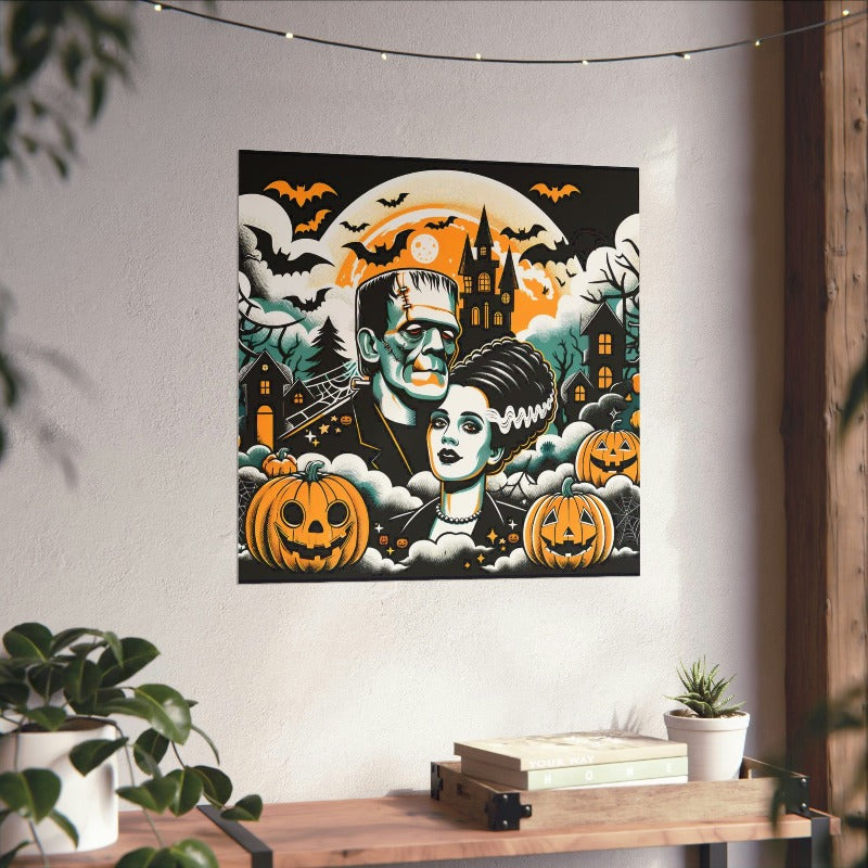Halloween Monster & Bride Poster Print