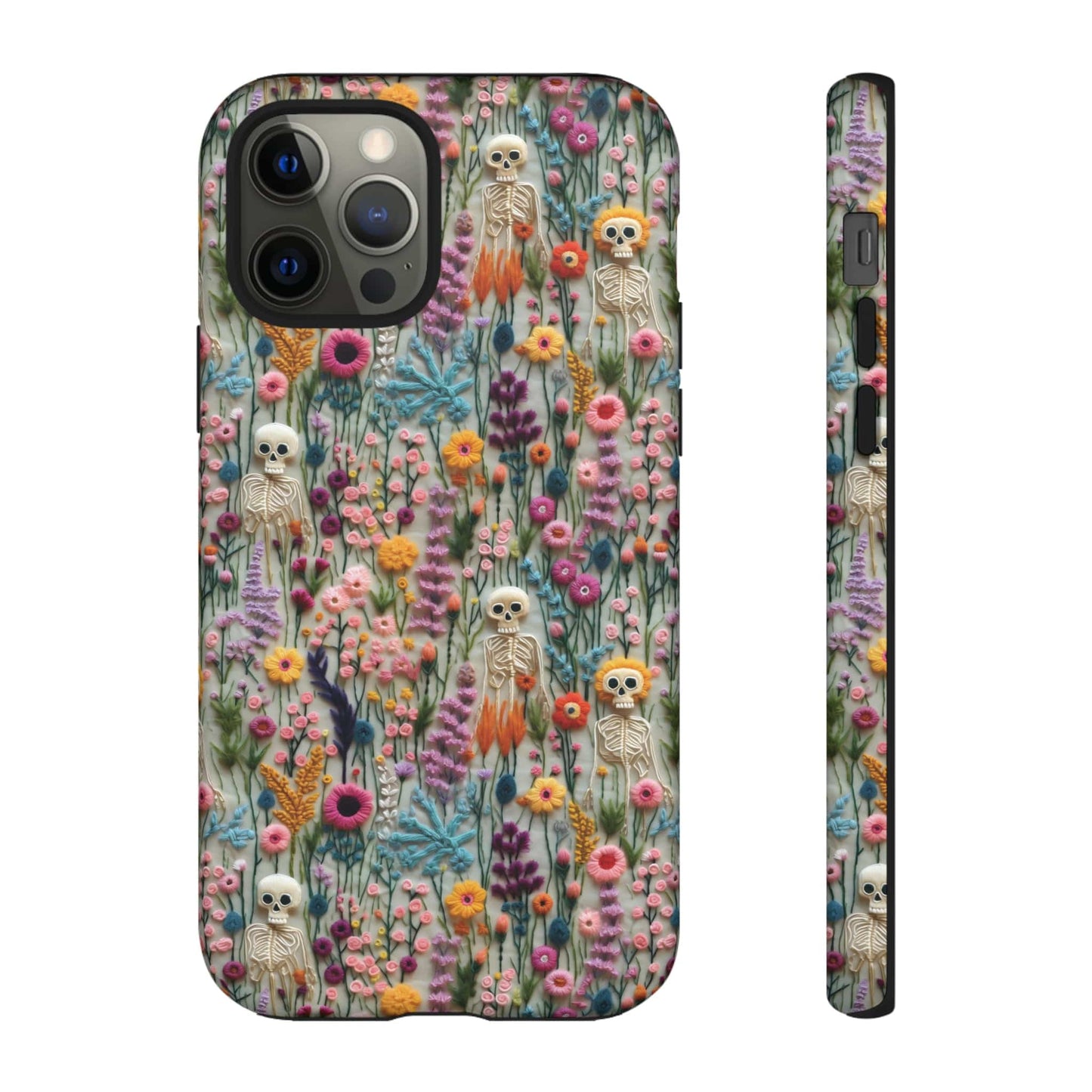Floral Skeleton Impact Resistant Phone Case