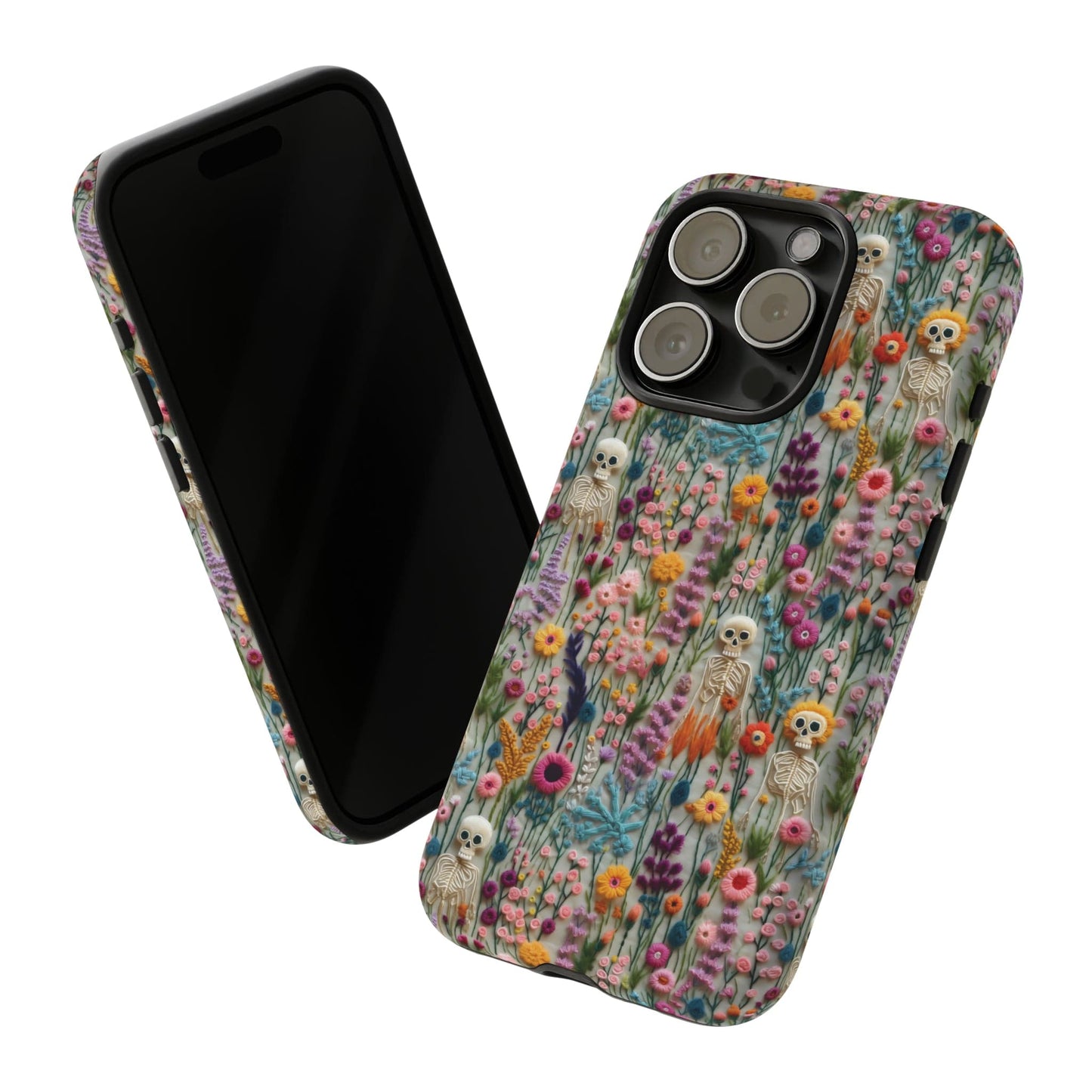Floral Skeleton Impact Resistant Phone Case