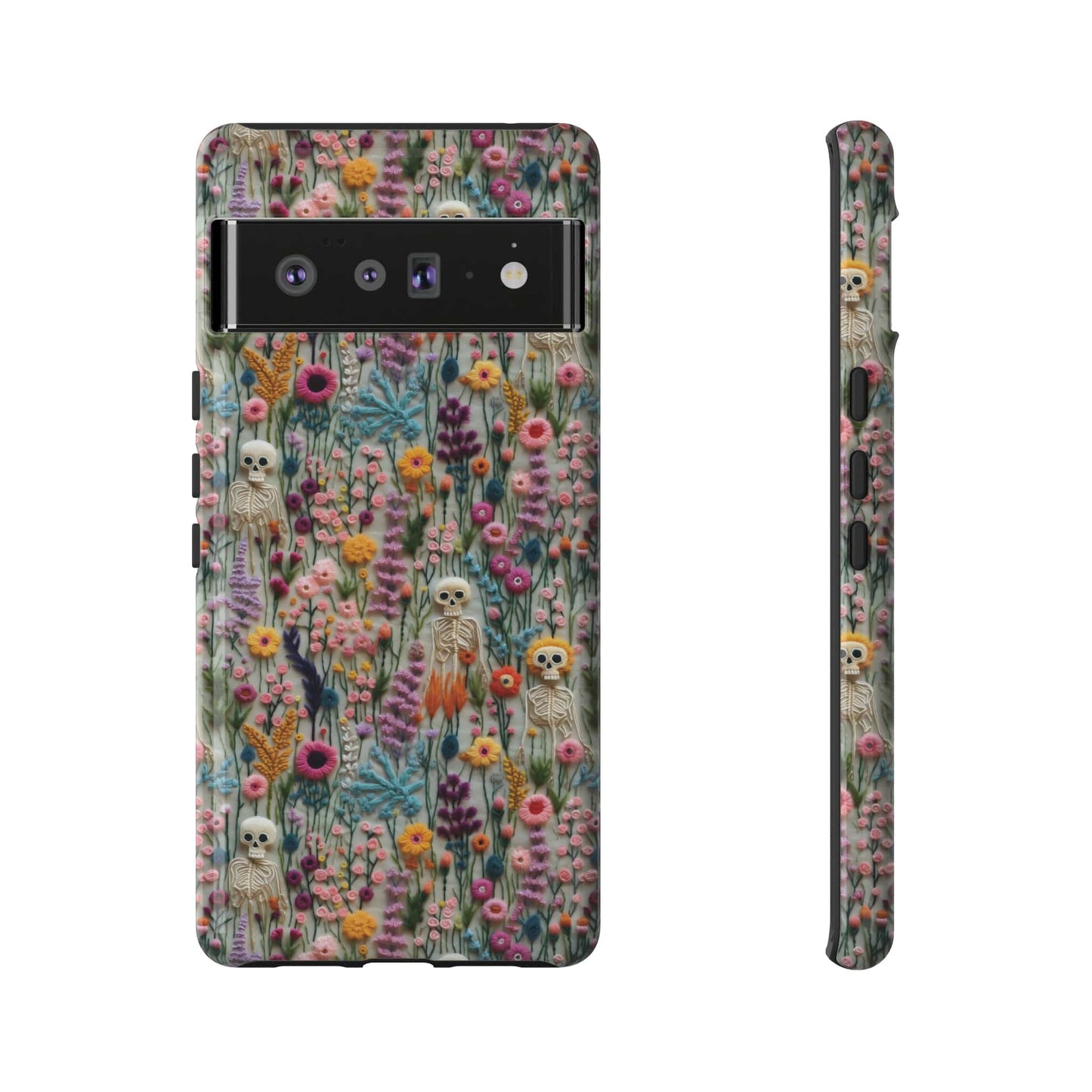 Floral Skeleton Impact Resistant Phone Case