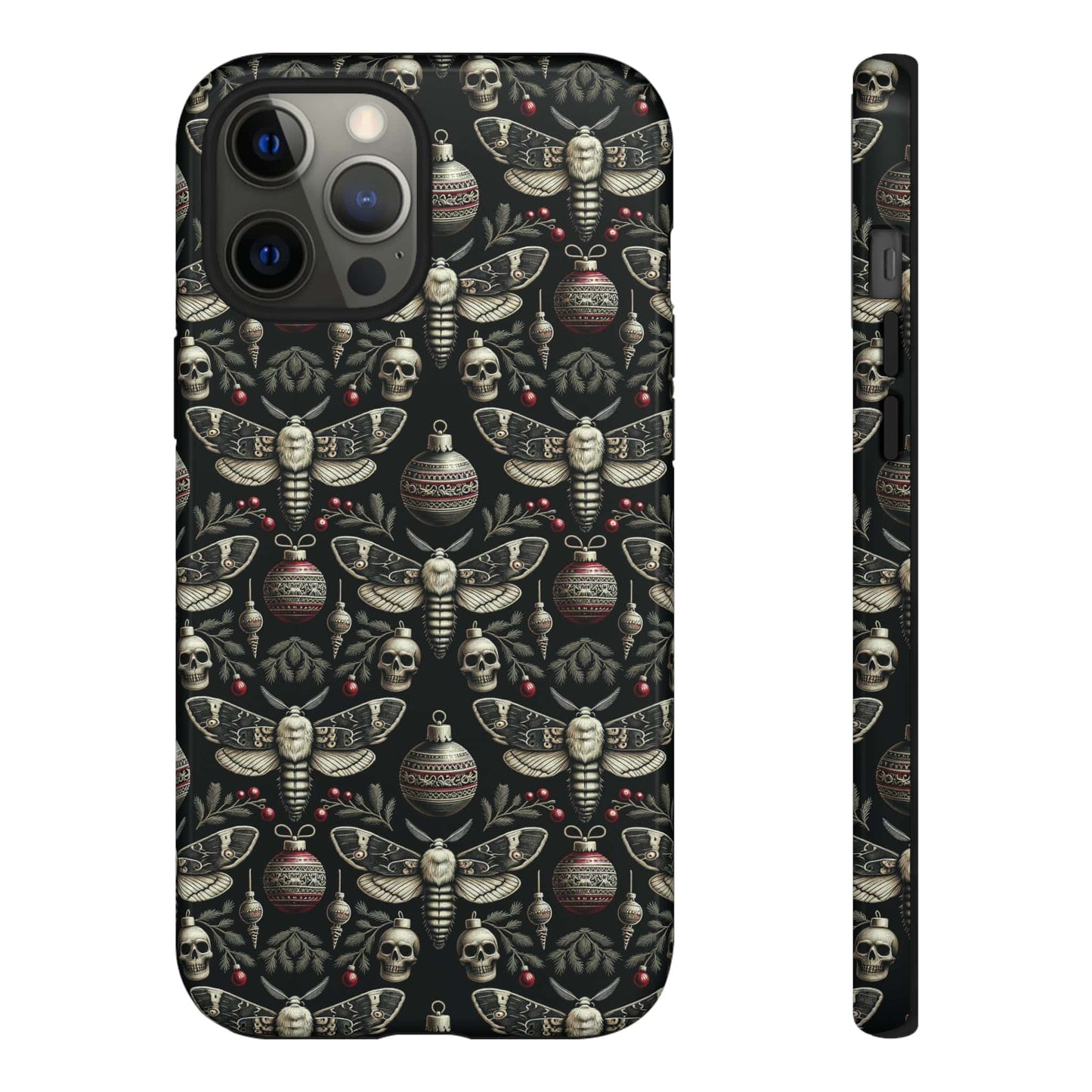 Dark Moth and Skull Holiday Phone Case