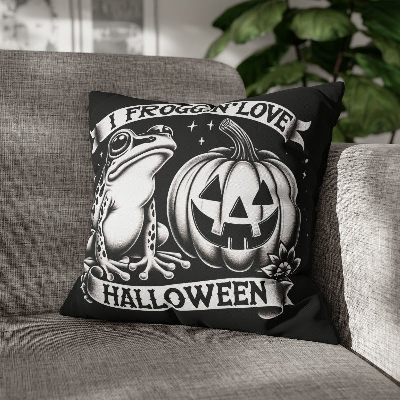 I Froggin' Love Halloween Spun Polyester Pillow Case