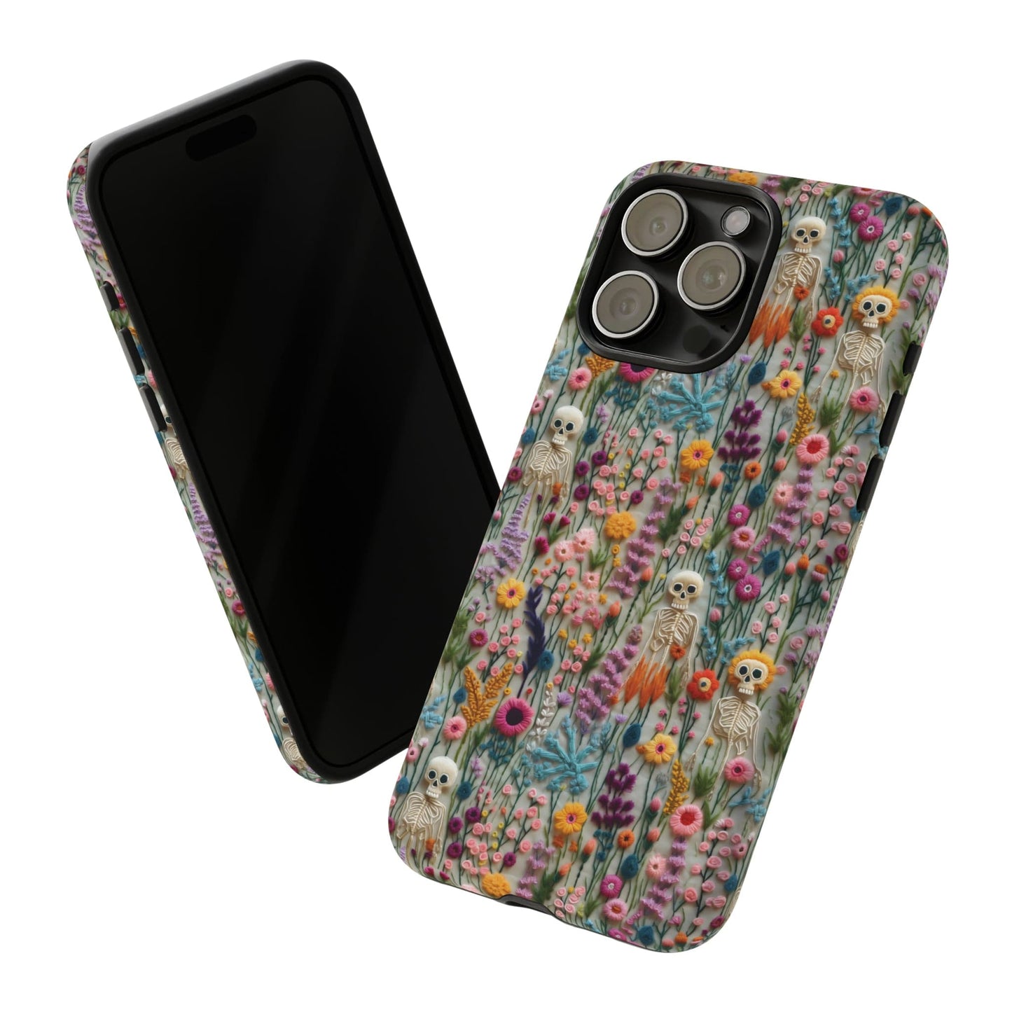 Floral Skeleton Impact Resistant Phone Case