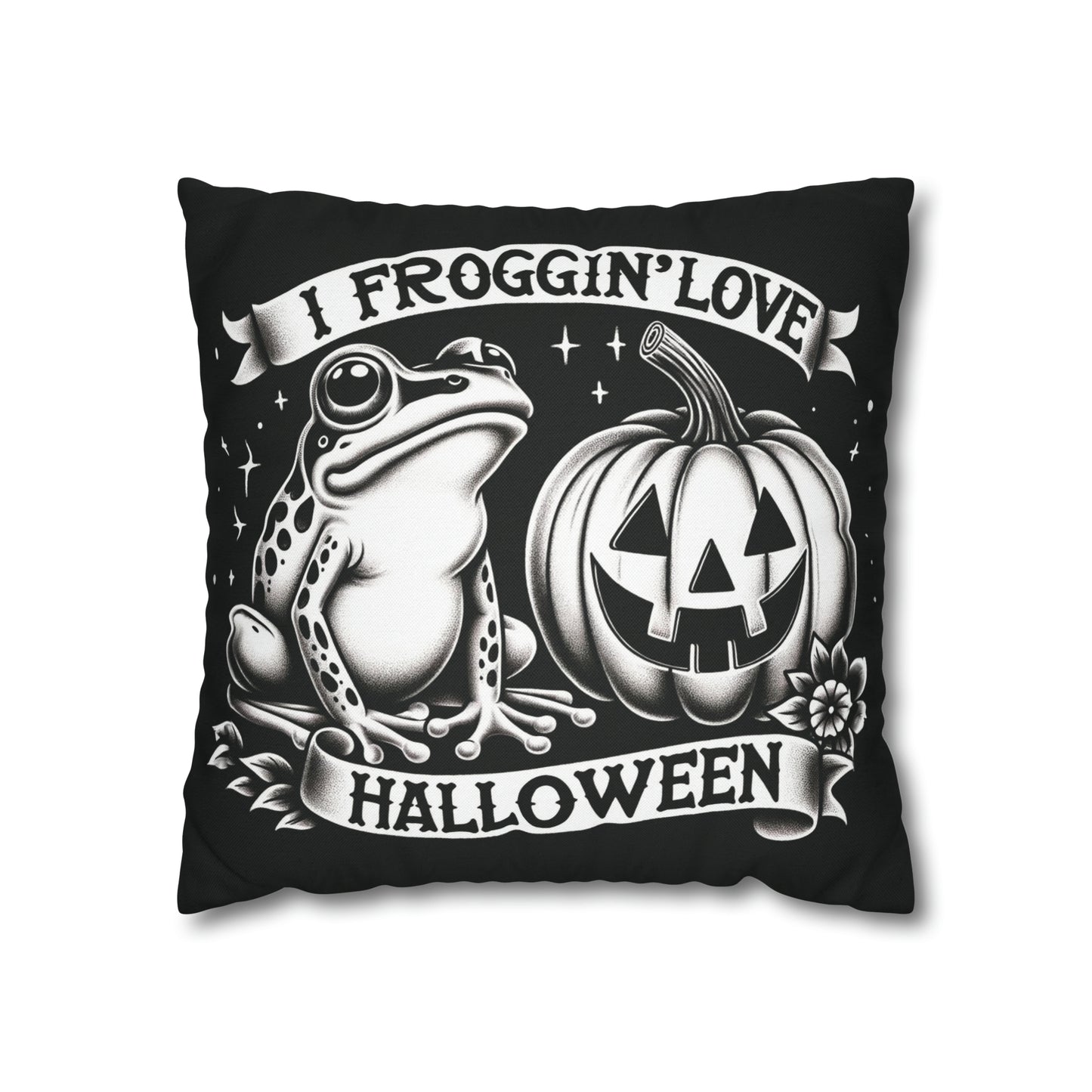 I Froggin' Love Halloween Spun Polyester Pillow Case