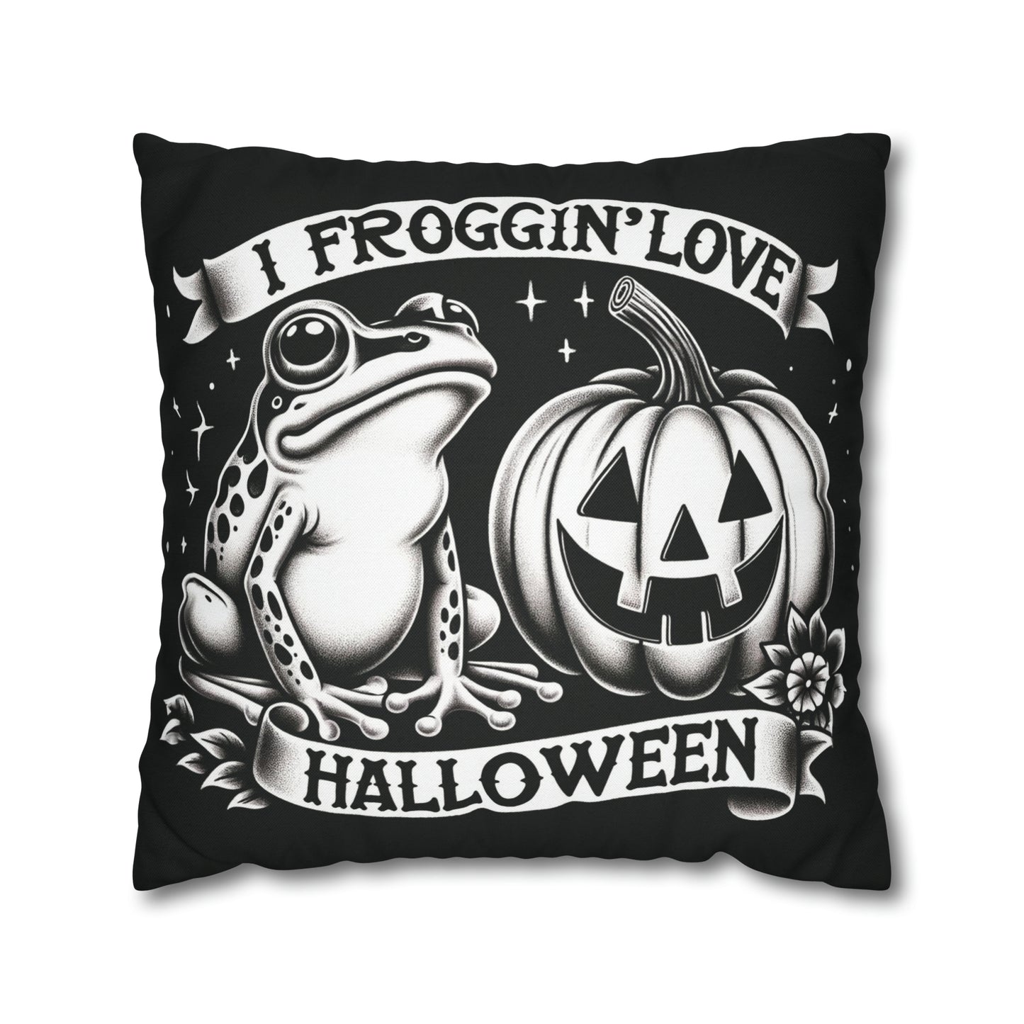 I Froggin' Love Halloween Spun Polyester Pillow Case