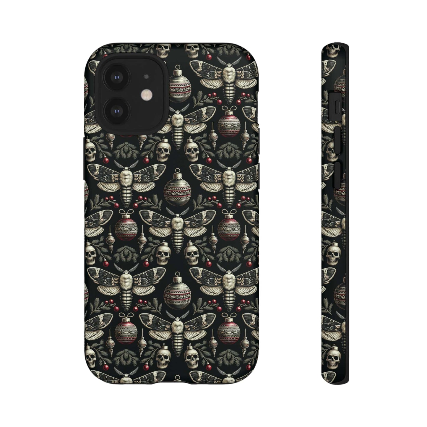 Dark Moth and Skull Holiday Phone Case