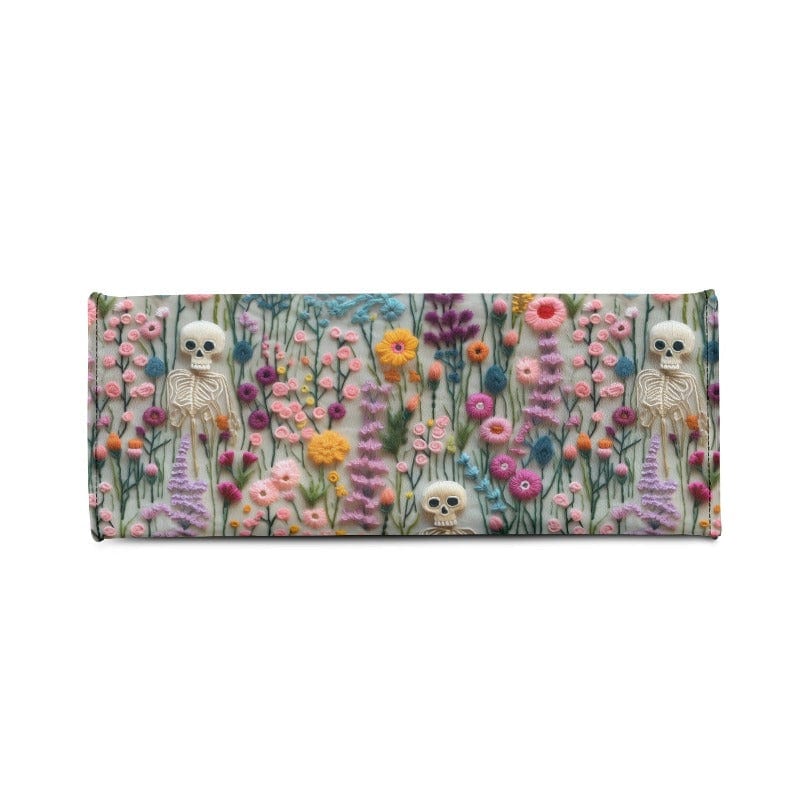 Floral Skeleton Faux Embroidery Vegan Leather Handbag