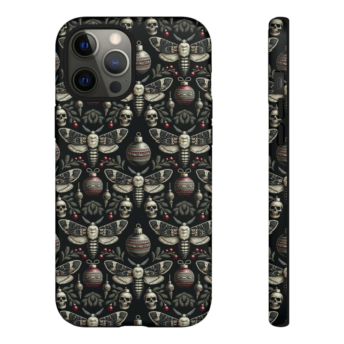 Dark Moth and Skull Holiday Phone Case