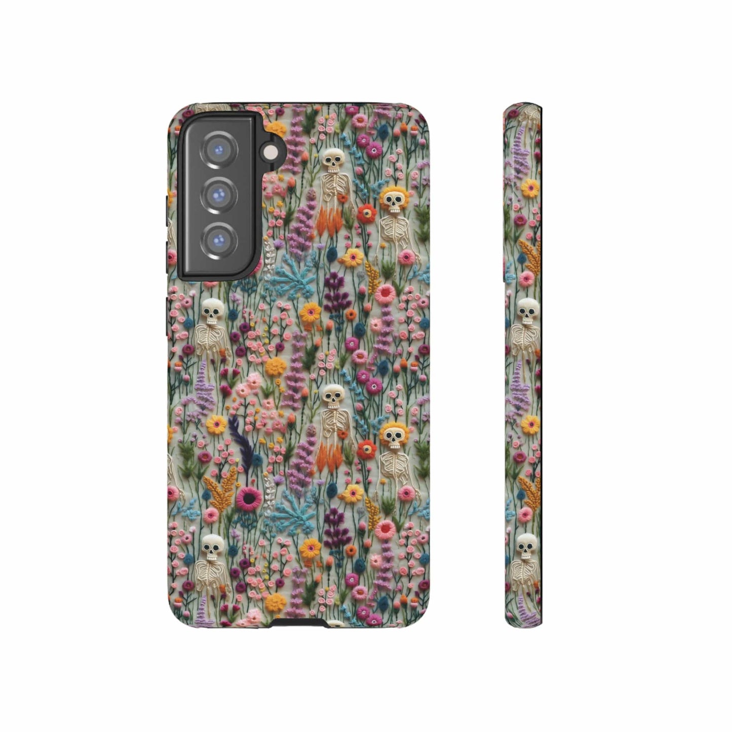 Floral Skeleton Impact Resistant Phone Case
