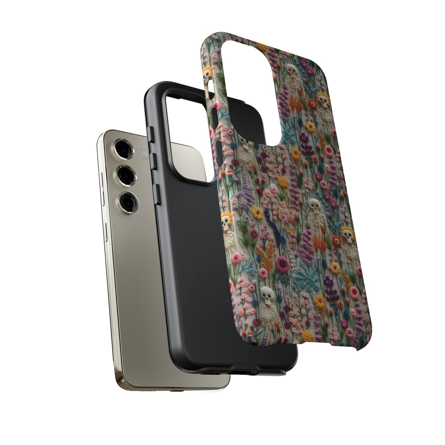 Floral Skeleton Impact Resistant Phone Case
