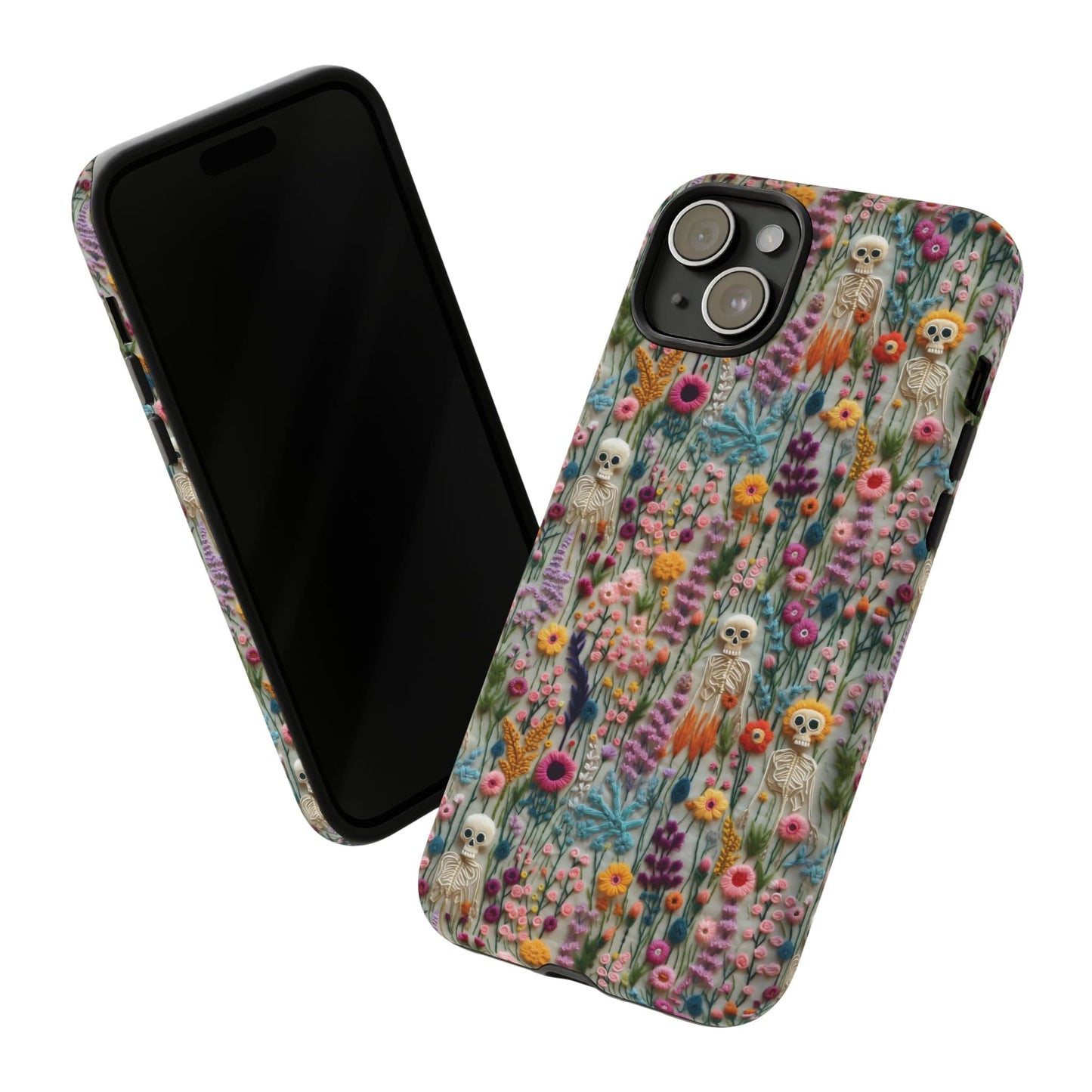 Floral Skeleton Impact Resistant Phone Case