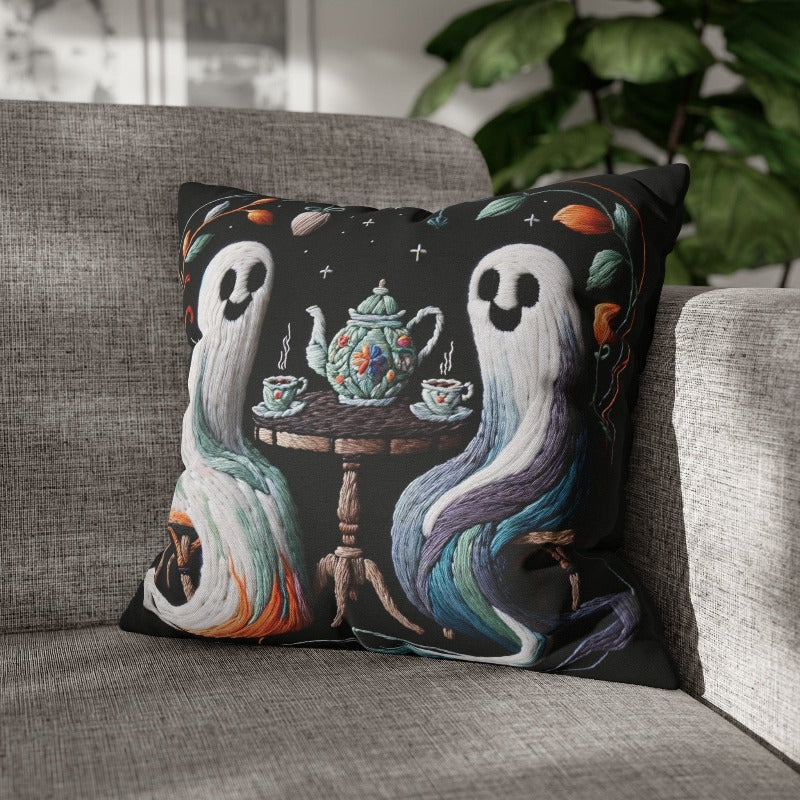 Ombre Ghosts Drinking Tea Pillow Case