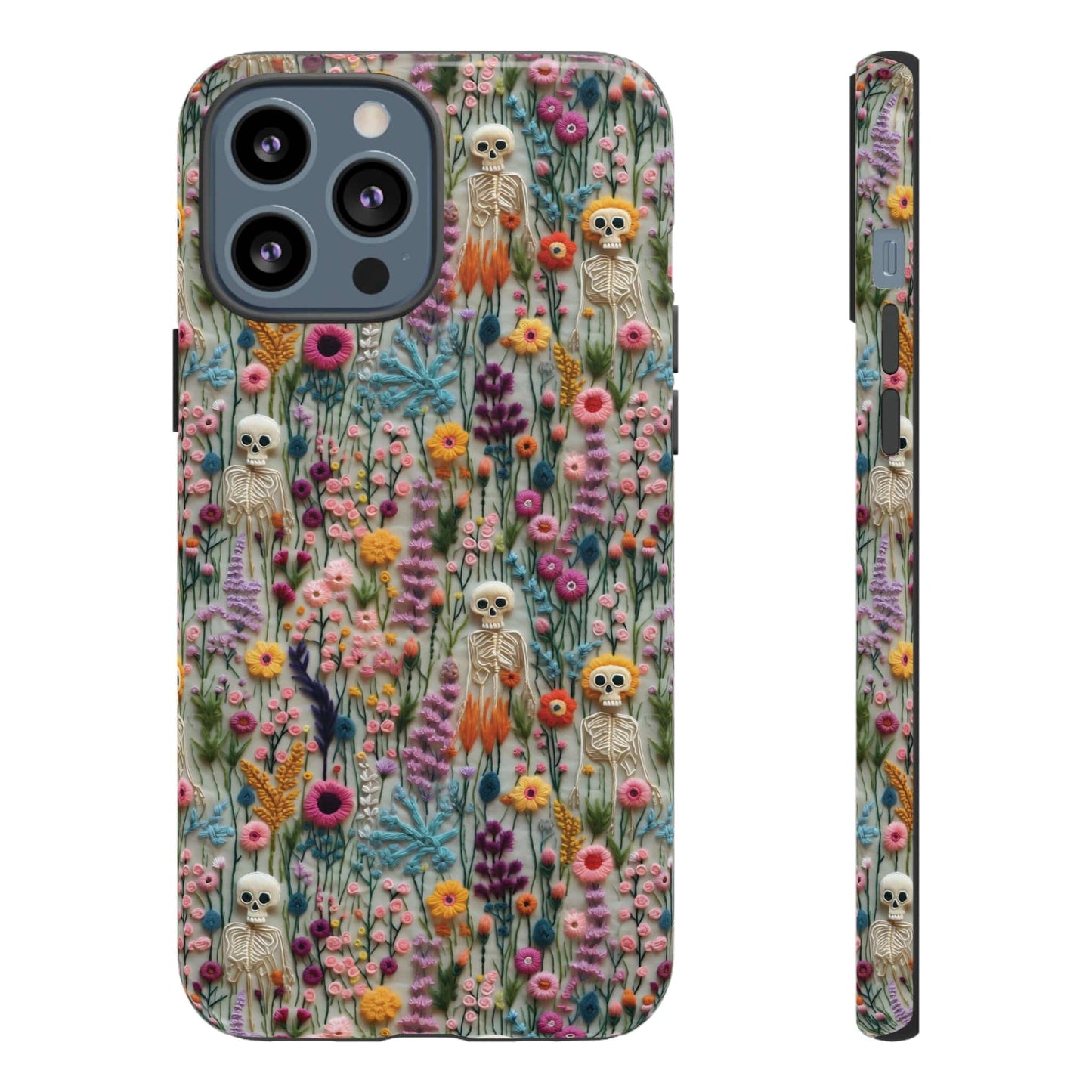 Floral Skeleton Impact Resistant Phone Case