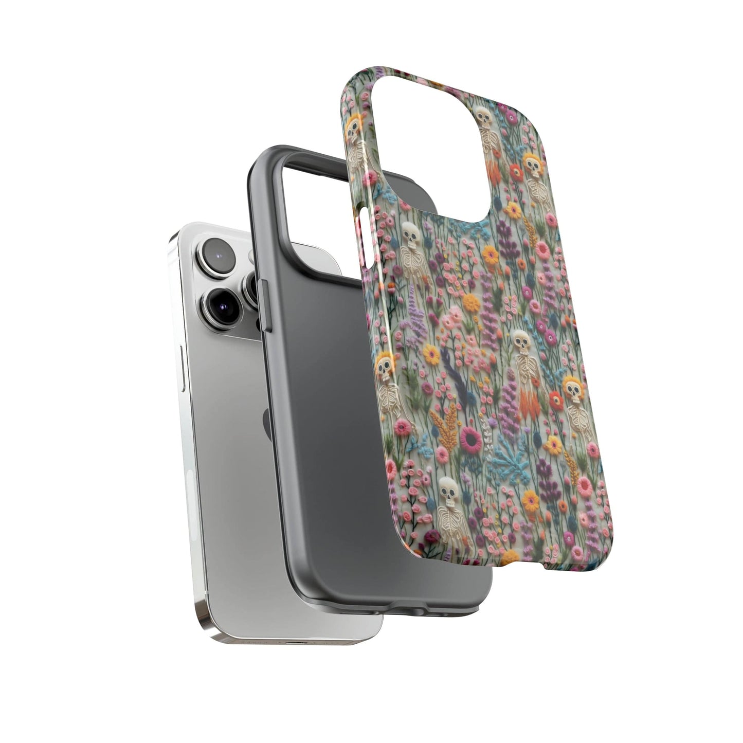 Floral Skeleton Impact Resistant Phone Case