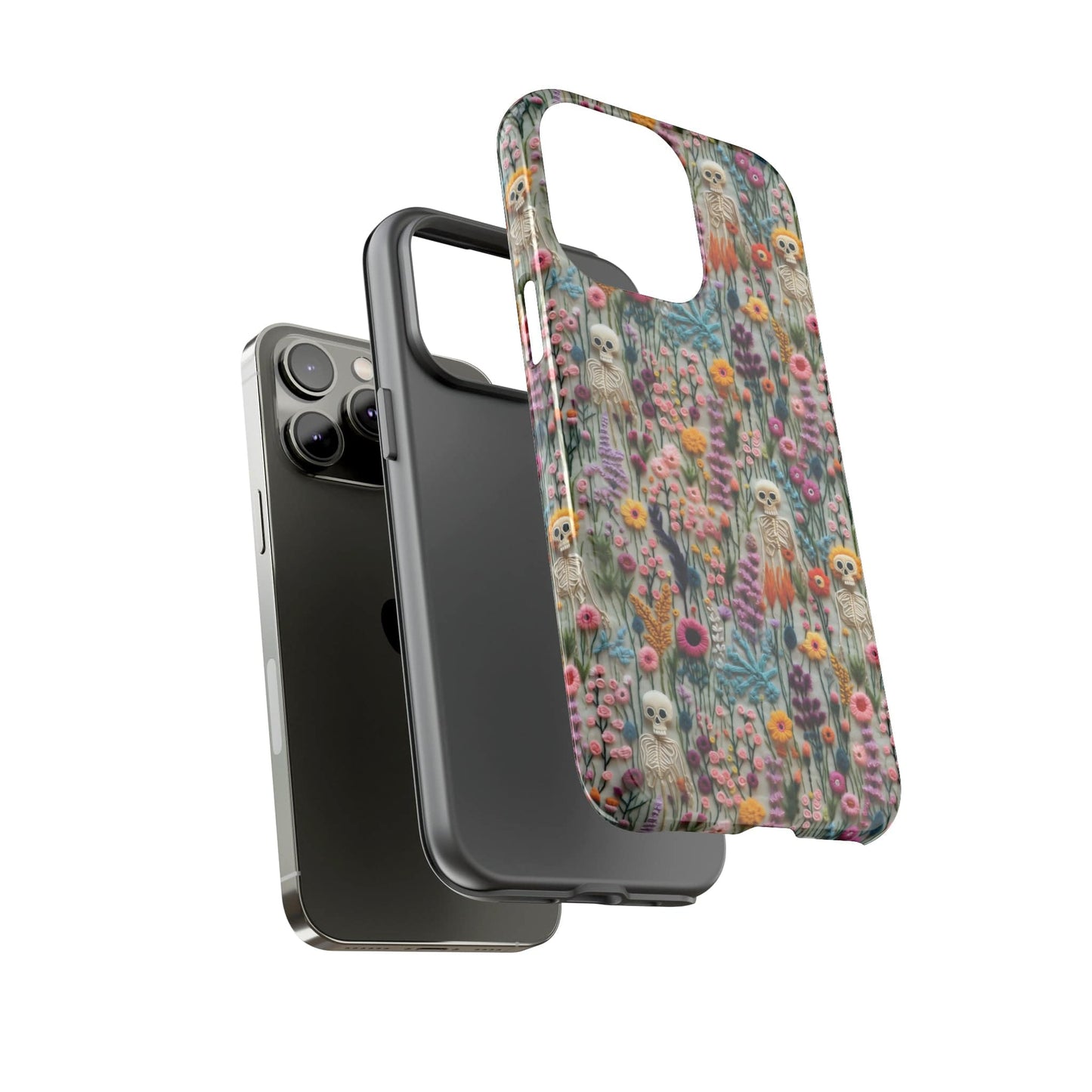 Floral Skeleton Impact Resistant Phone Case