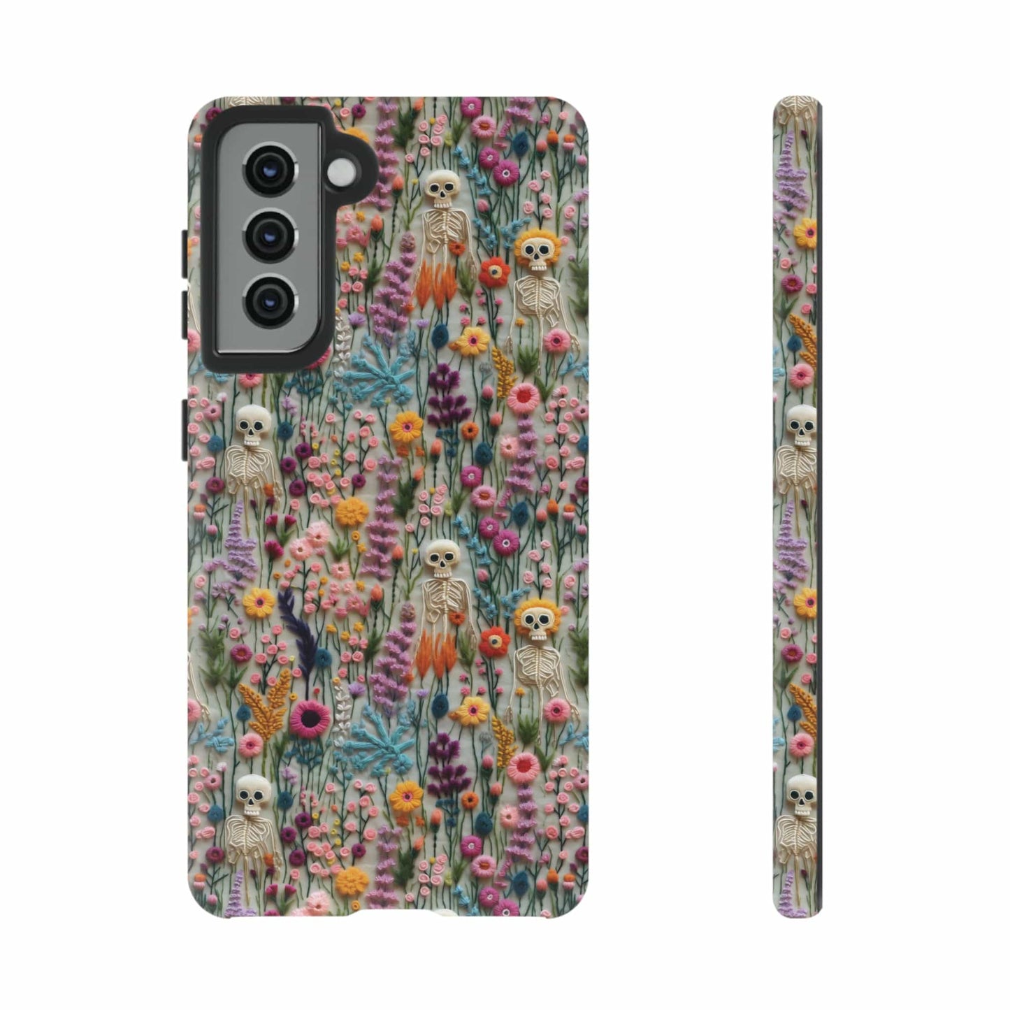 Floral Skeleton Impact Resistant Phone Case