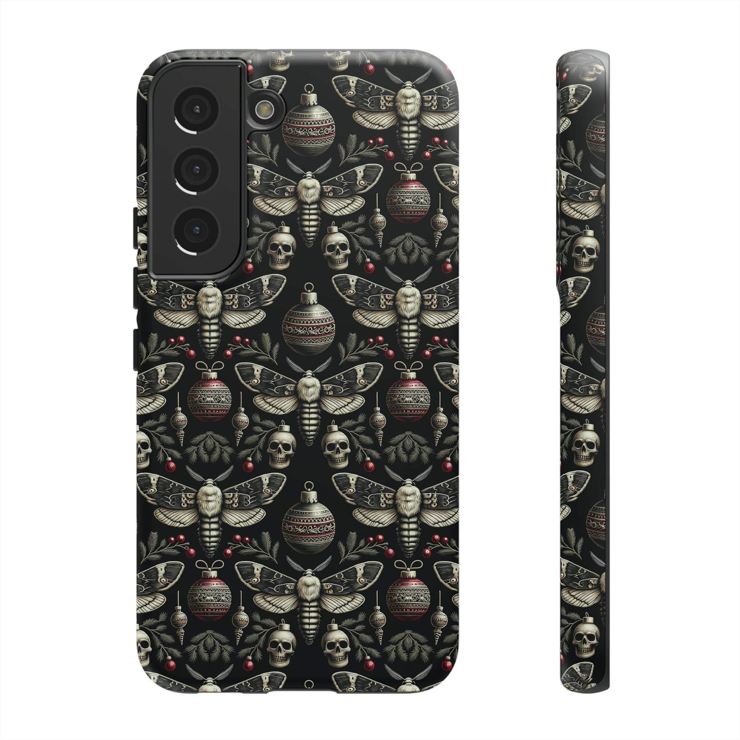 Dark Moth and Skull Holiday Phone Case