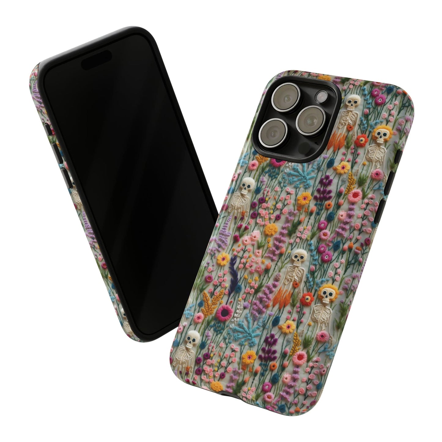 Floral Skeleton Impact Resistant Phone Case