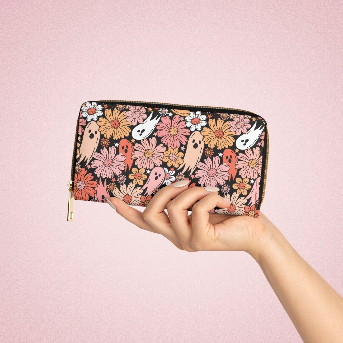 Floral Ghosts Zipper Wallet