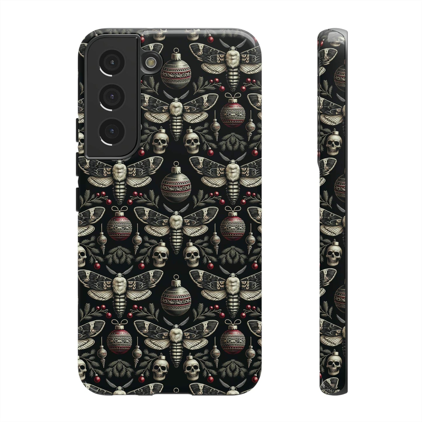 Dark Moth and Skull Holiday Phone Case