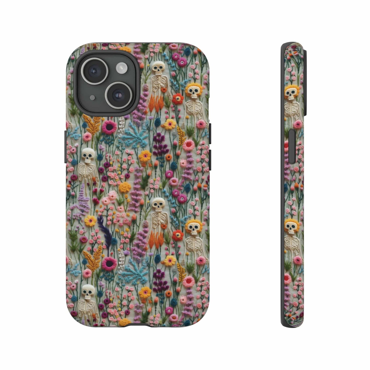 Floral Skeleton Impact Resistant Phone Case