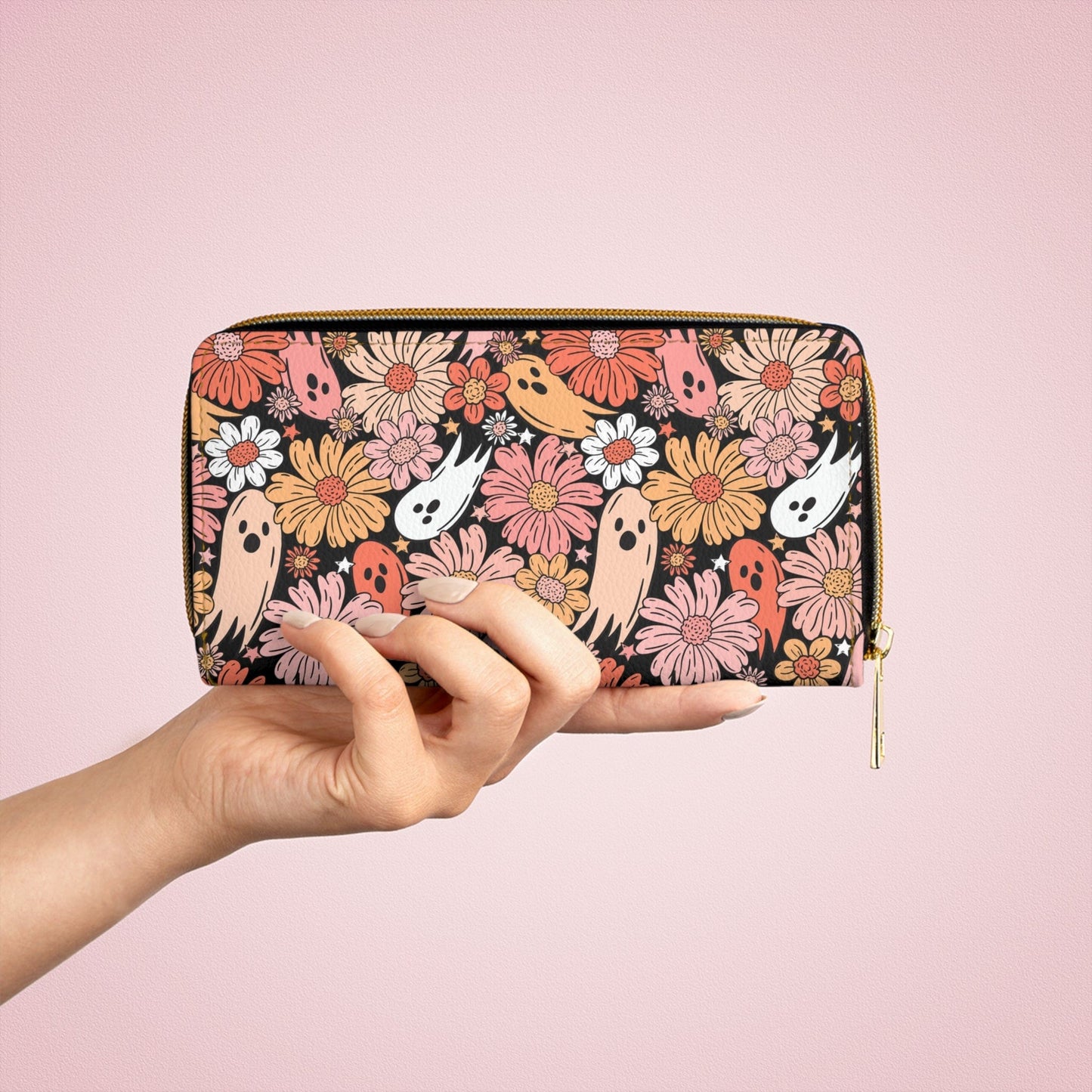 Floral Ghosts Zipper Wallet