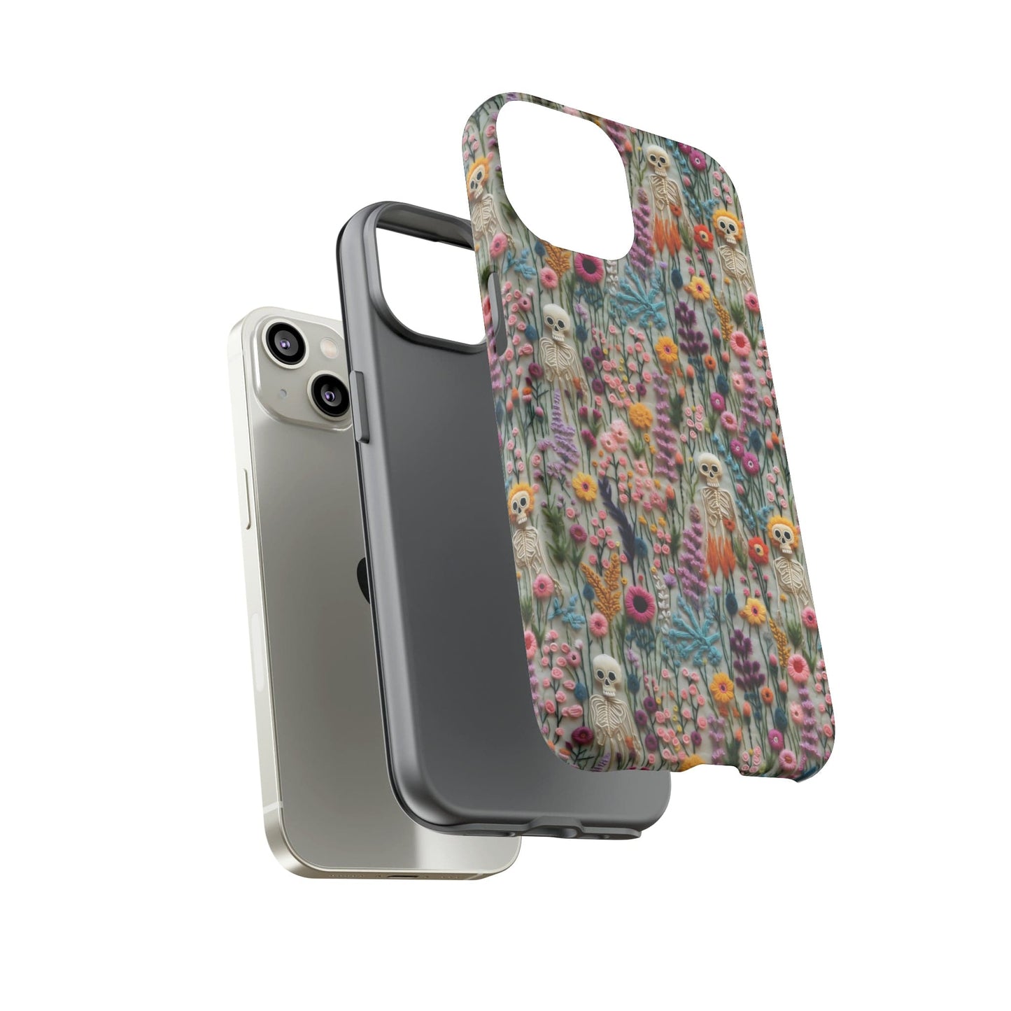 Floral Skeleton Impact Resistant Phone Case