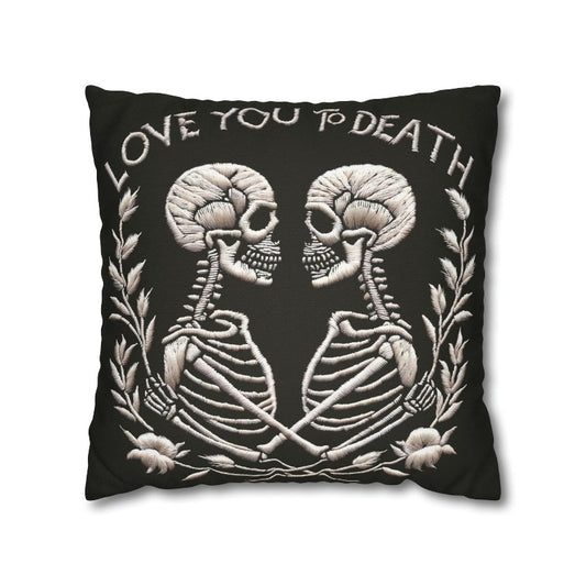 Love You To Death Faux Embroidery Pillow Case