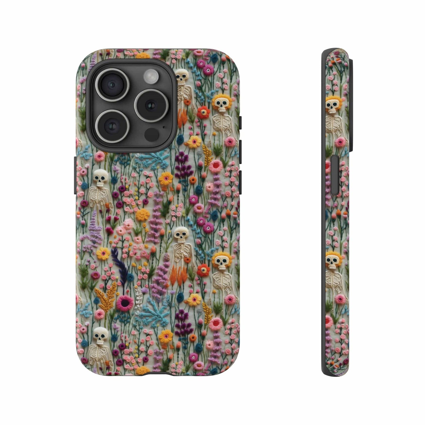 Floral Skeleton Impact Resistant Phone Case