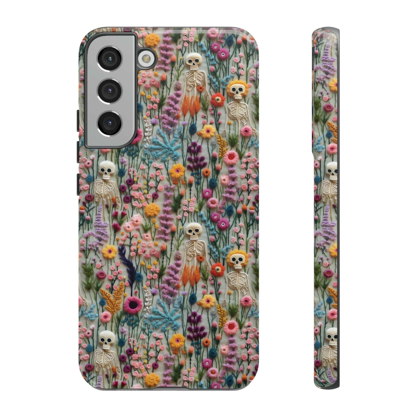 Floral Skeleton Impact Resistant Phone Case