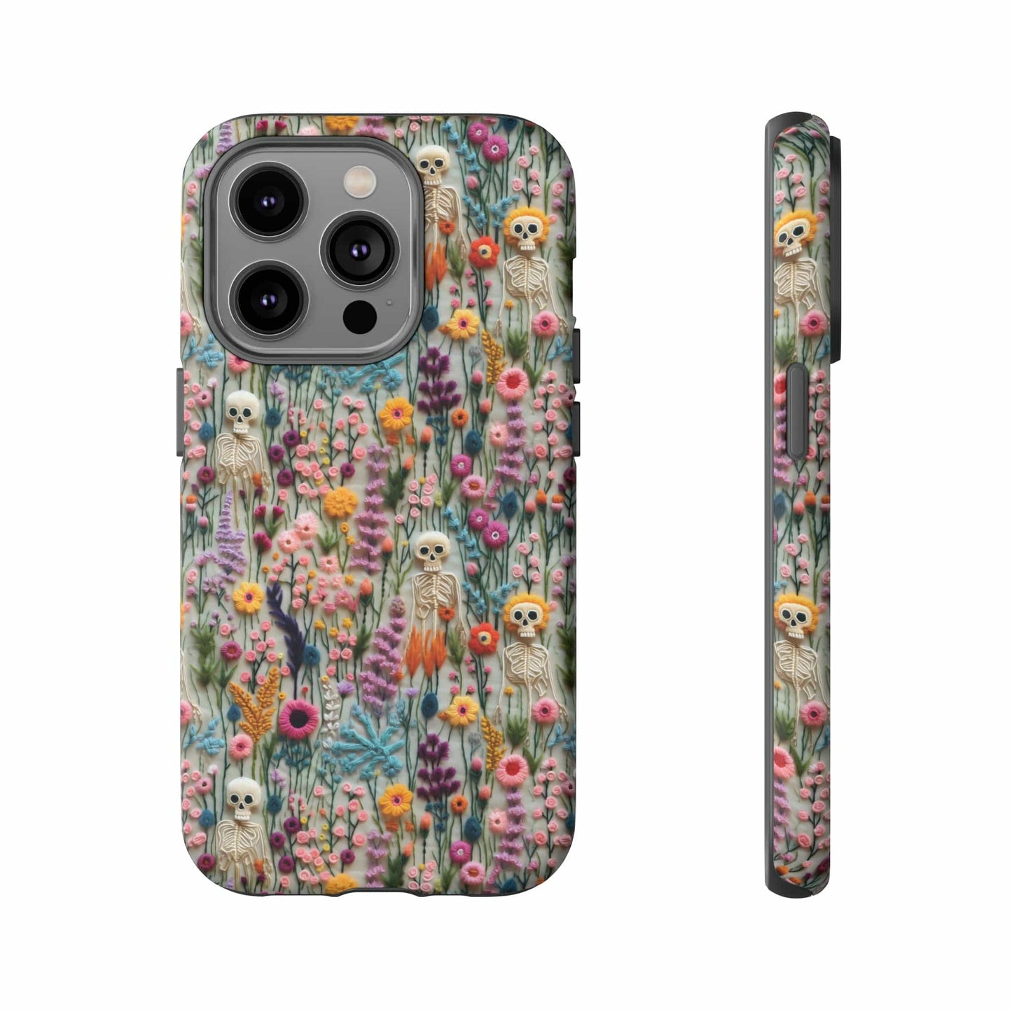 Floral Skeleton Impact Resistant Phone Case