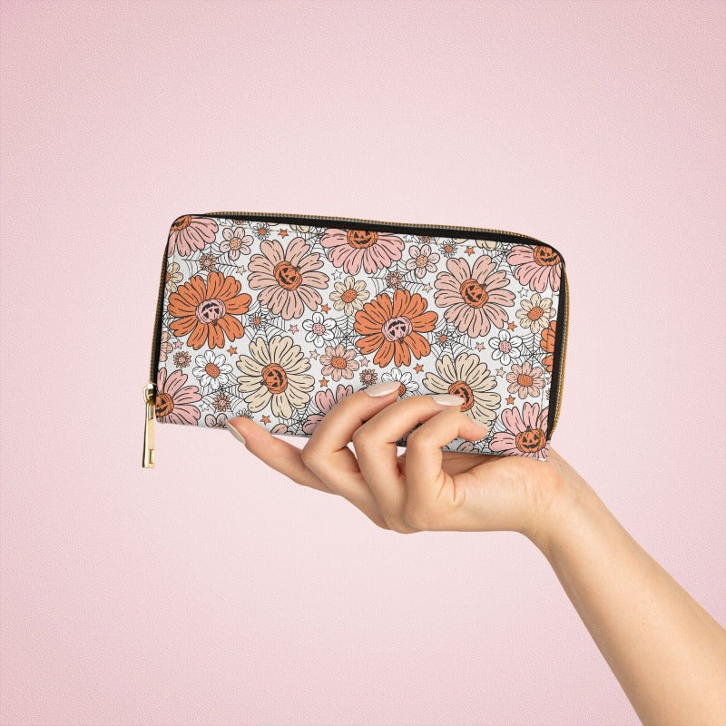Pumpkin Daisy Zipper Wallet