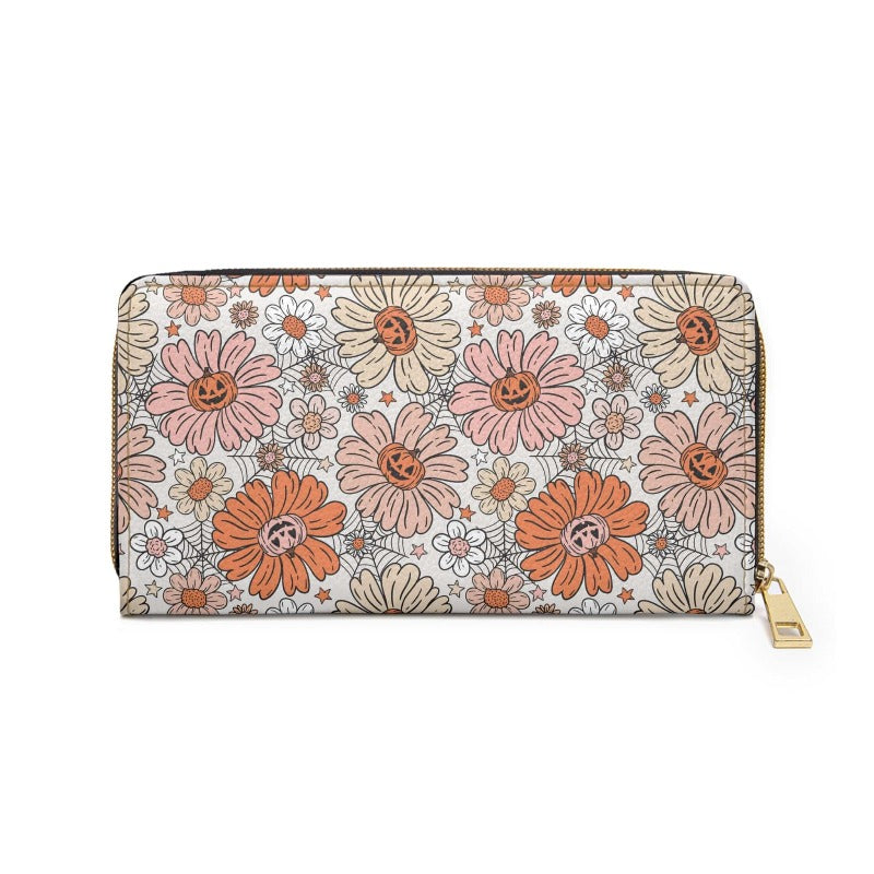 Pumpkin Daisy Zipper Wallet