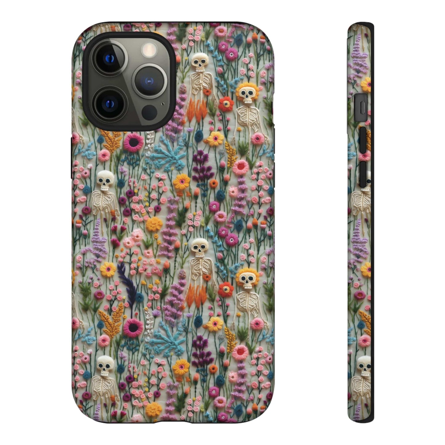 Floral Skeleton Impact Resistant Phone Case
