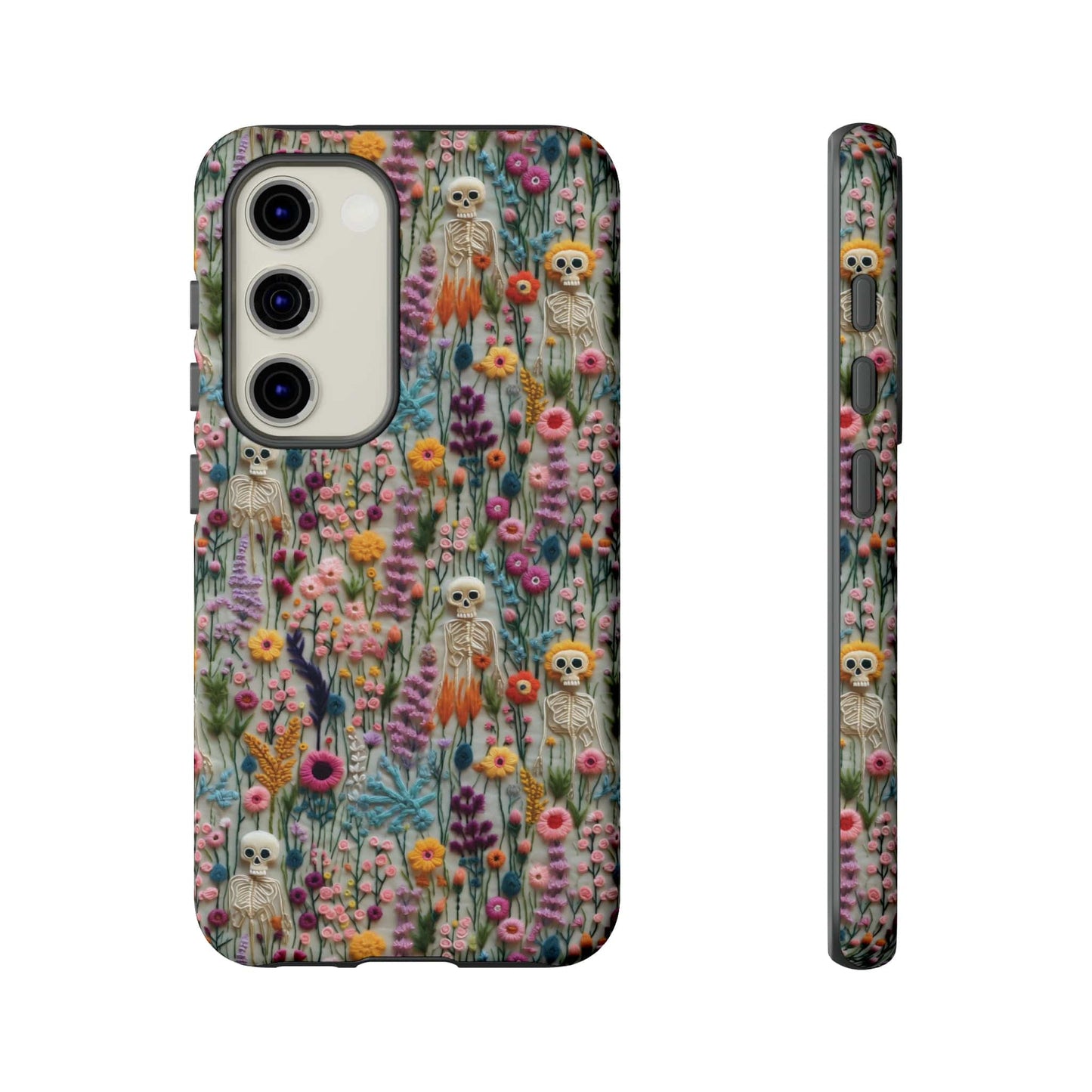 Floral Skeleton Impact Resistant Phone Case