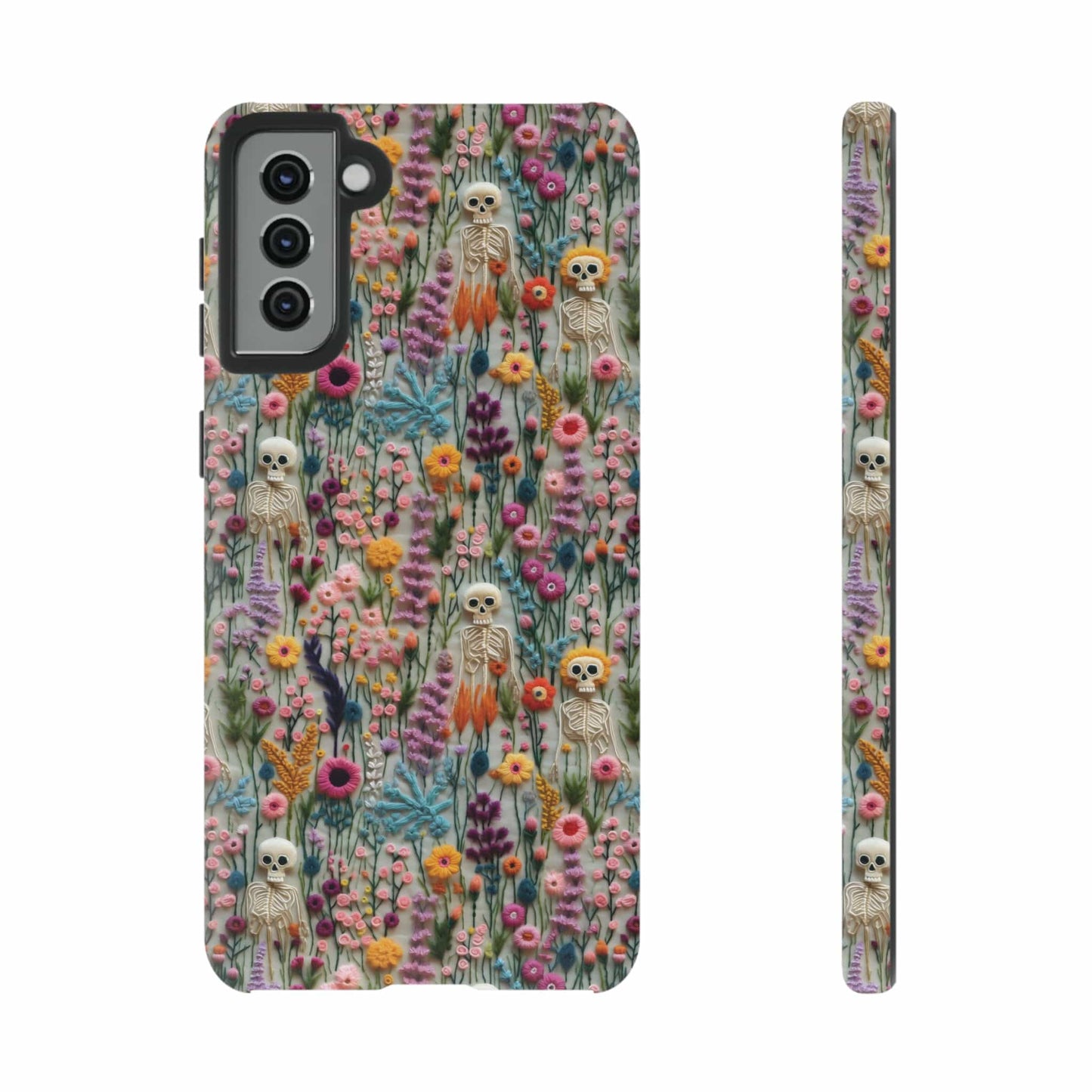 Floral Skeleton Impact Resistant Phone Case